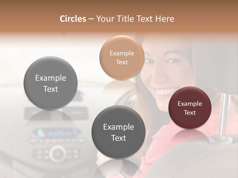 A Woman Driving A Car With A Cell Phone In Her Hand PowerPoint Template