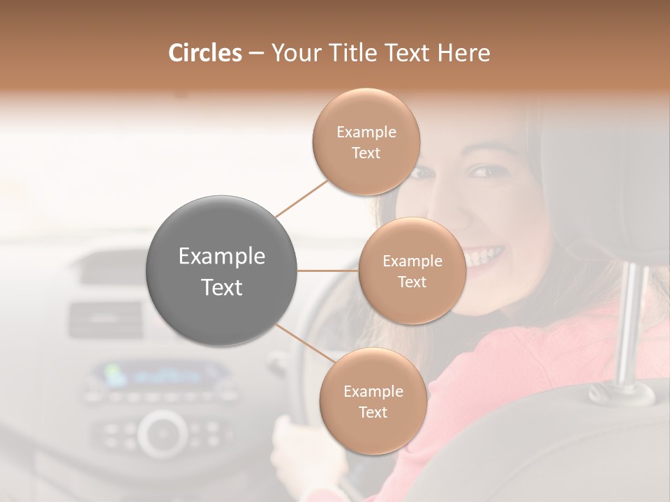 A Woman Driving A Car With A Cell Phone In Her Hand PowerPoint Template