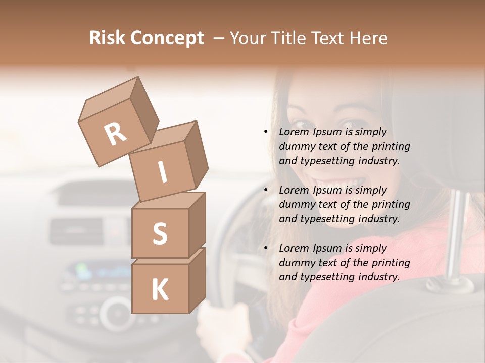 A Woman Driving A Car With A Cell Phone In Her Hand PowerPoint Template