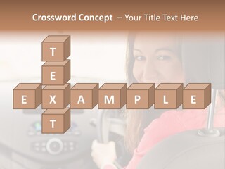 A Woman Driving A Car With A Cell Phone In Her Hand PowerPoint Template