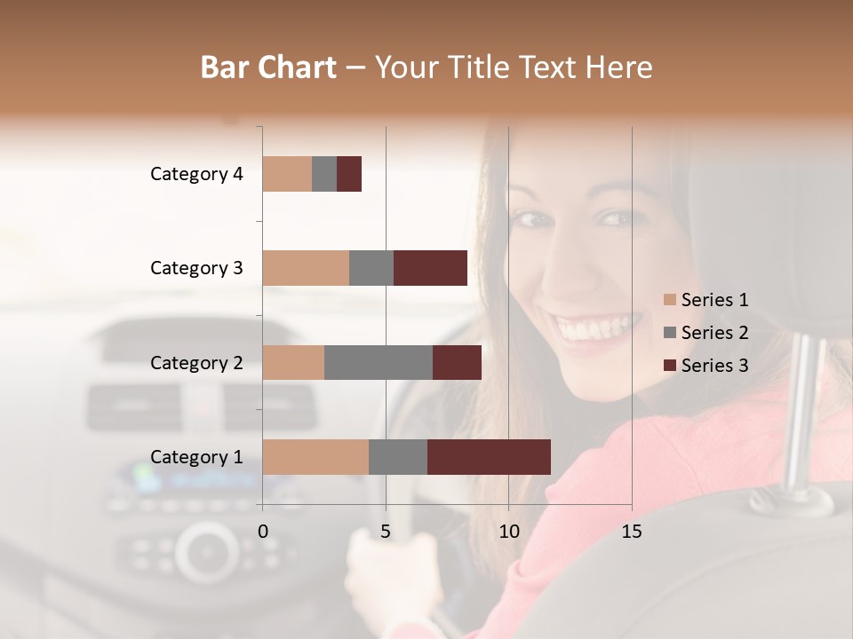 A Woman Driving A Car With A Cell Phone In Her Hand PowerPoint Template
