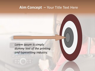 A Woman Driving A Car With A Cell Phone In Her Hand PowerPoint Template