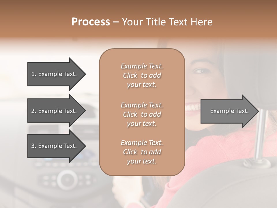 A Woman Driving A Car With A Cell Phone In Her Hand PowerPoint Template