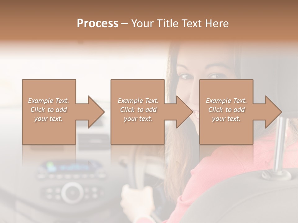 A Woman Driving A Car With A Cell Phone In Her Hand PowerPoint Template