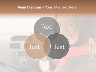 A Woman Driving A Car With A Cell Phone In Her Hand PowerPoint Template