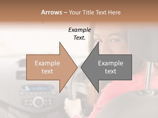 A Woman Driving A Car With A Cell Phone In Her Hand PowerPoint Template