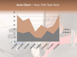 A Woman Driving A Car With A Cell Phone In Her Hand PowerPoint Template