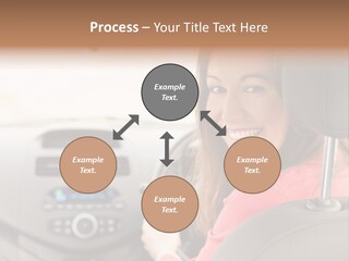 A Woman Driving A Car With A Cell Phone In Her Hand PowerPoint Template