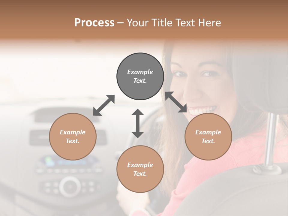 A Woman Driving A Car With A Cell Phone In Her Hand PowerPoint Template