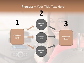A Woman Driving A Car With A Cell Phone In Her Hand PowerPoint Template