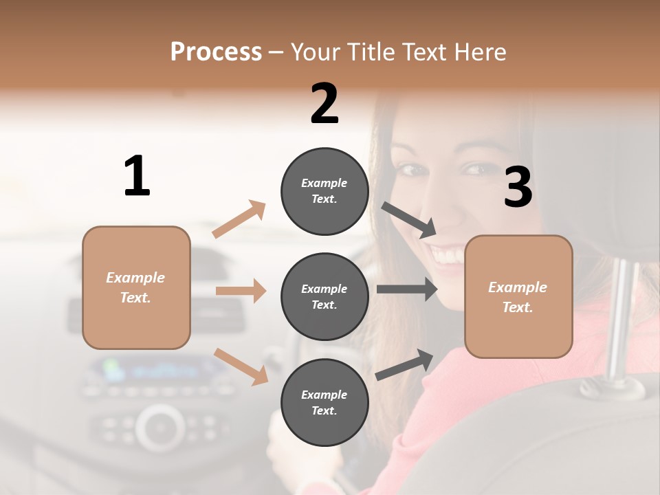 A Woman Driving A Car With A Cell Phone In Her Hand PowerPoint Template