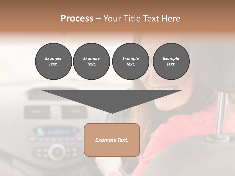 A Woman Driving A Car With A Cell Phone In Her Hand PowerPoint Template