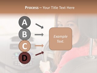 A Woman Driving A Car With A Cell Phone In Her Hand PowerPoint Template