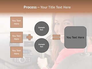 A Woman Driving A Car With A Cell Phone In Her Hand PowerPoint Template