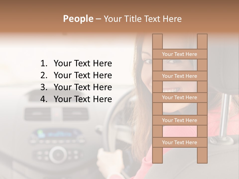 A Woman Driving A Car With A Cell Phone In Her Hand PowerPoint Template