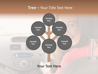 A Woman Driving A Car With A Cell Phone In Her Hand PowerPoint Template