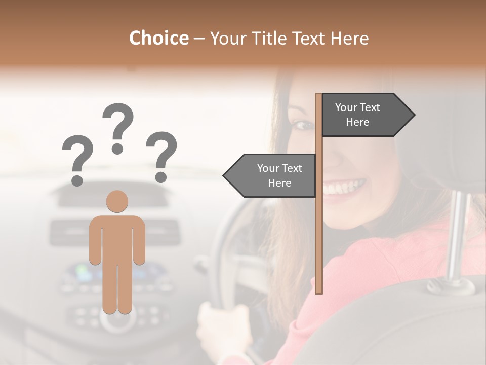 A Woman Driving A Car With A Cell Phone In Her Hand PowerPoint Template