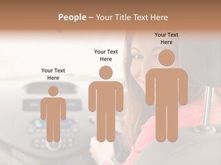 A Woman Driving A Car With A Cell Phone In Her Hand PowerPoint Template