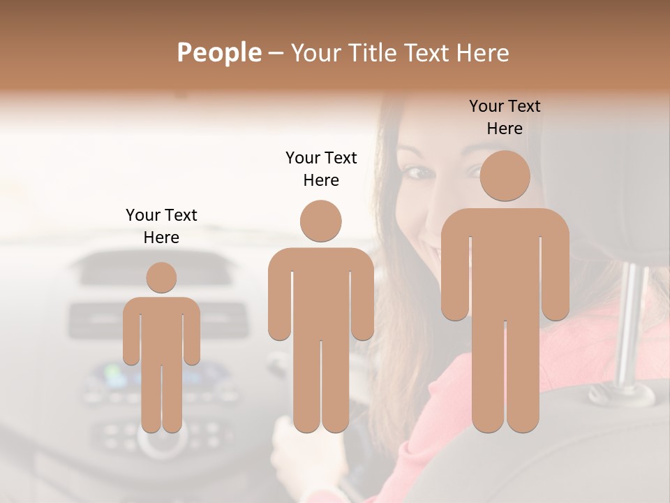 A Woman Driving A Car With A Cell Phone In Her Hand PowerPoint Template