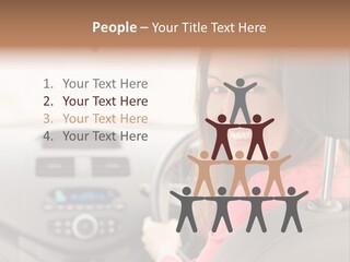 A Woman Driving A Car With A Cell Phone In Her Hand PowerPoint Template