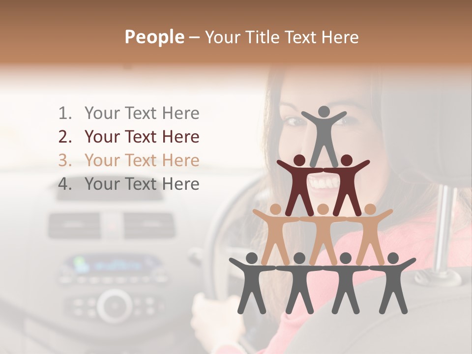 A Woman Driving A Car With A Cell Phone In Her Hand PowerPoint Template