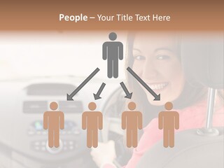 A Woman Driving A Car With A Cell Phone In Her Hand PowerPoint Template
