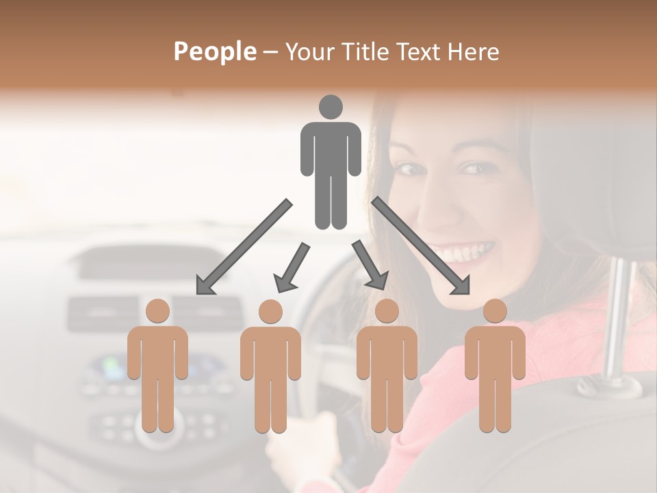 A Woman Driving A Car With A Cell Phone In Her Hand PowerPoint Template
