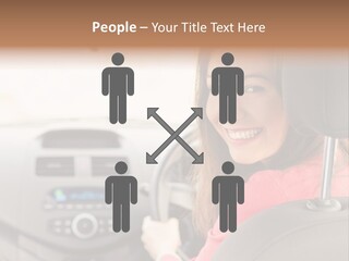 A Woman Driving A Car With A Cell Phone In Her Hand PowerPoint Template
