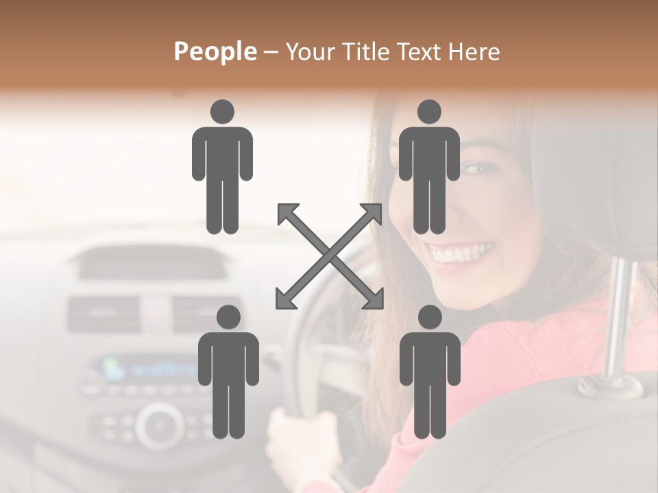 A Woman Driving A Car With A Cell Phone In Her Hand PowerPoint Template