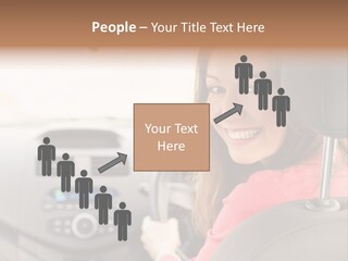 A Woman Driving A Car With A Cell Phone In Her Hand PowerPoint Template
