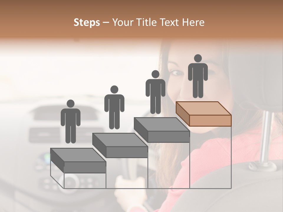A Woman Driving A Car With A Cell Phone In Her Hand PowerPoint Template
