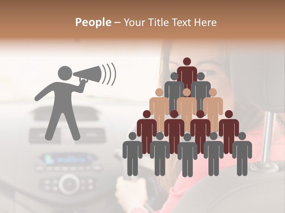 A Woman Driving A Car With A Cell Phone In Her Hand PowerPoint Template