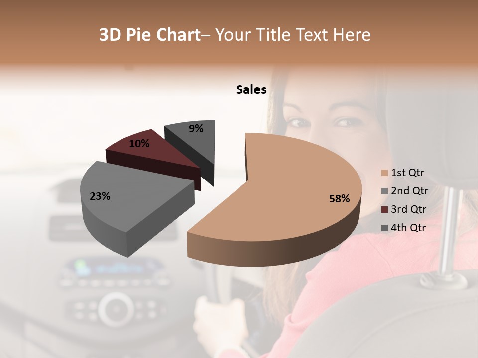 A Woman Driving A Car With A Cell Phone In Her Hand PowerPoint Template