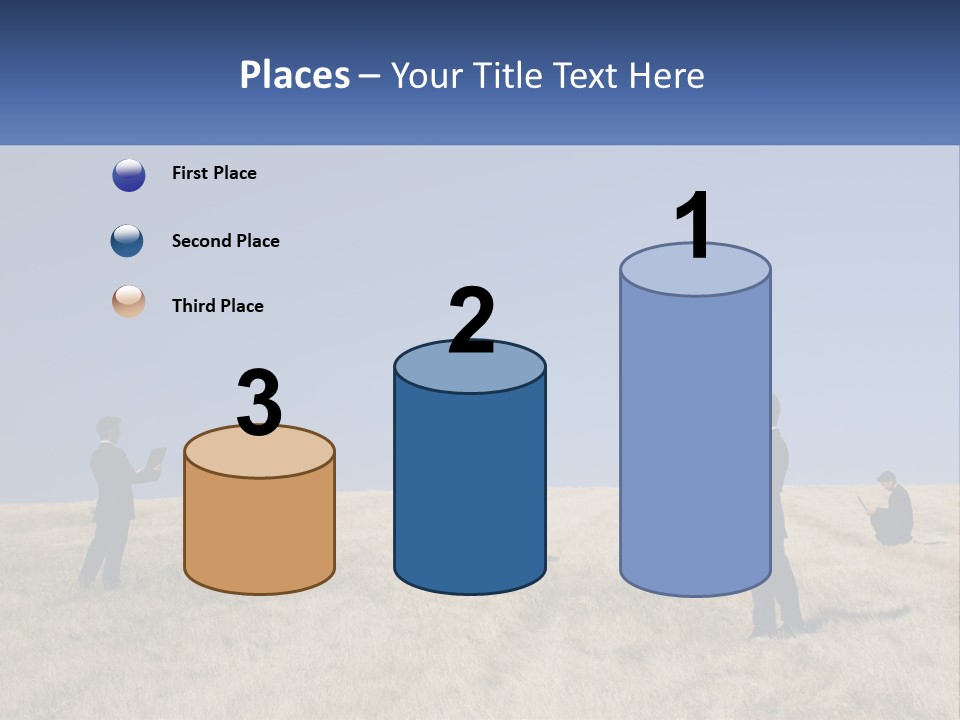 A Group Of People Standing In A Field With Laptops PowerPoint Template