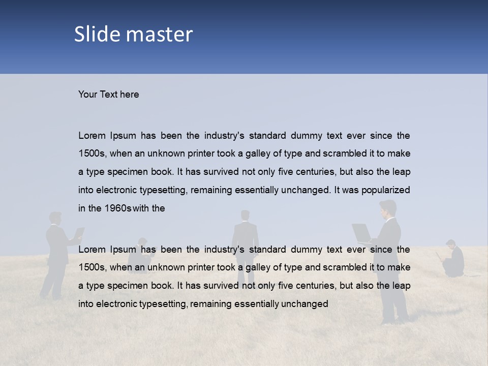 A Group Of People Standing In A Field With Laptops PowerPoint Template