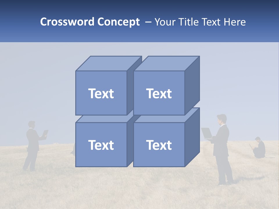 A Group Of People Standing In A Field With Laptops PowerPoint Template