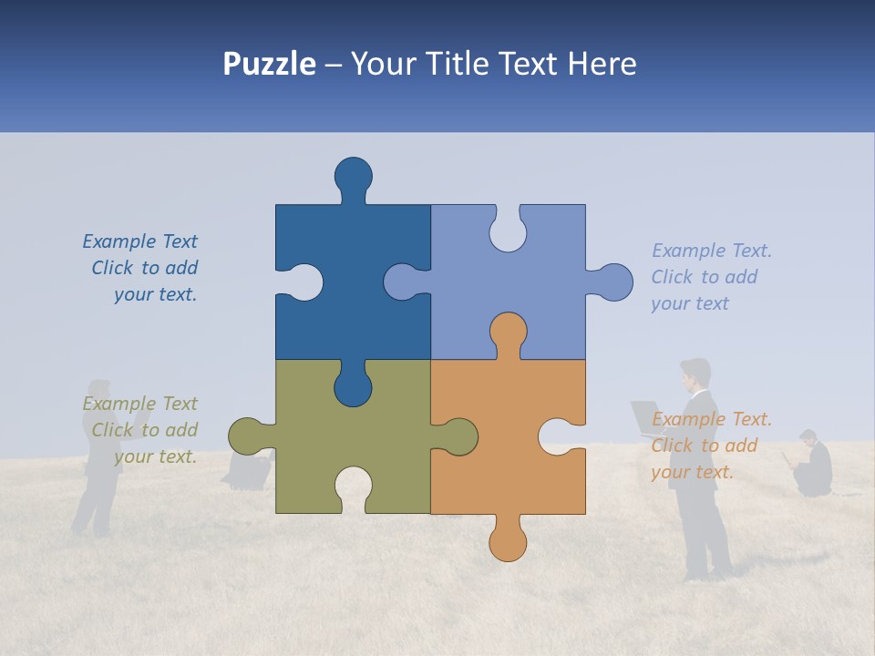 A Group Of People Standing In A Field With Laptops PowerPoint Template