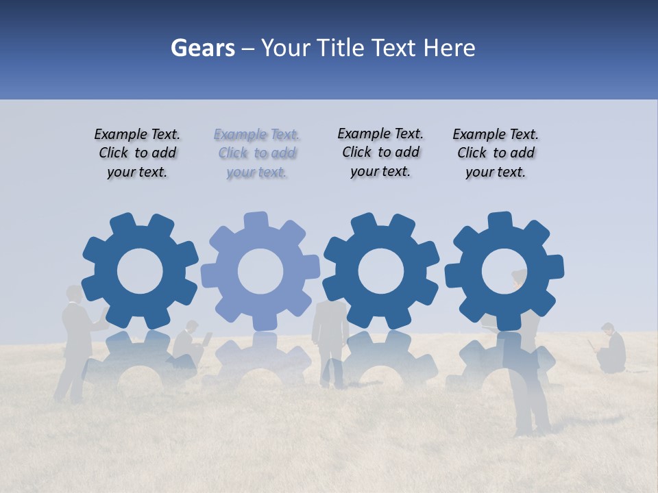 A Group Of People Standing In A Field With Laptops PowerPoint Template