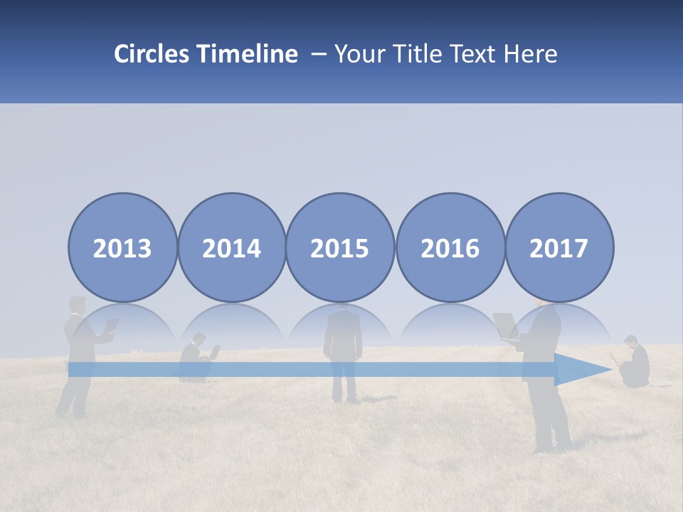 A Group Of People Standing In A Field With Laptops PowerPoint Template