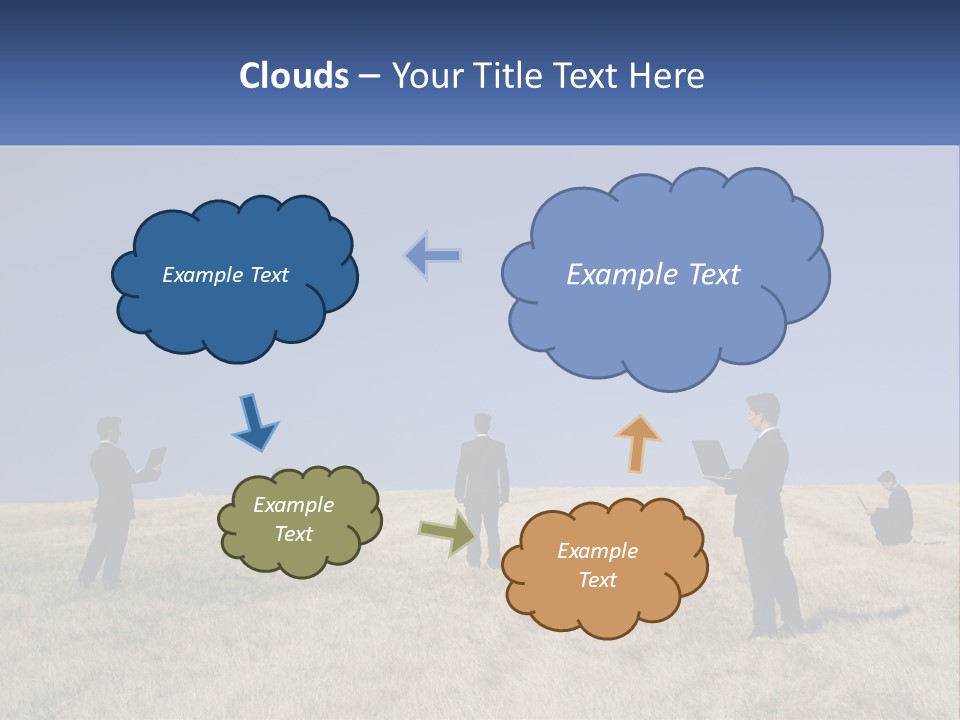 A Group Of People Standing In A Field With Laptops PowerPoint Template