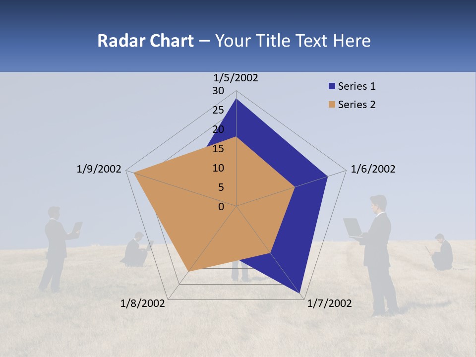 A Group Of People Standing In A Field With Laptops PowerPoint Template