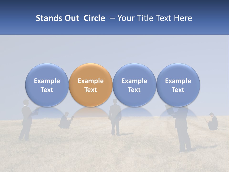 A Group Of People Standing In A Field With Laptops PowerPoint Template