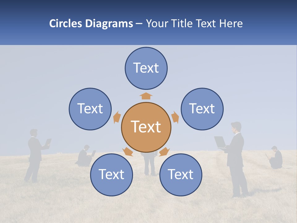 A Group Of People Standing In A Field With Laptops PowerPoint Template