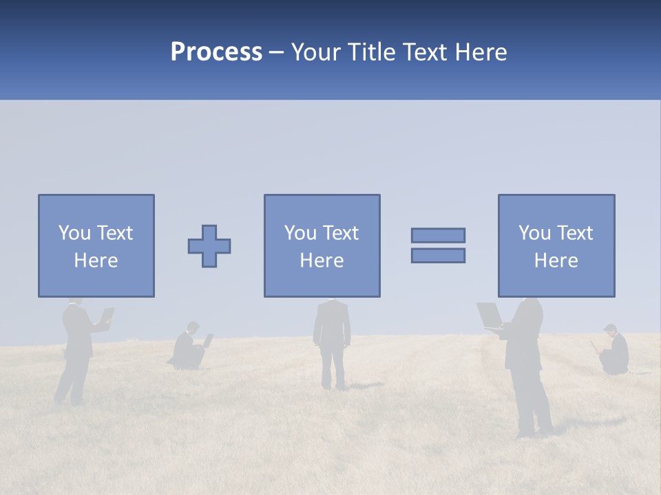 A Group Of People Standing In A Field With Laptops PowerPoint Template