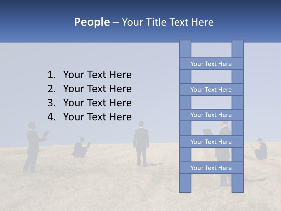 A Group Of People Standing In A Field With Laptops PowerPoint Template