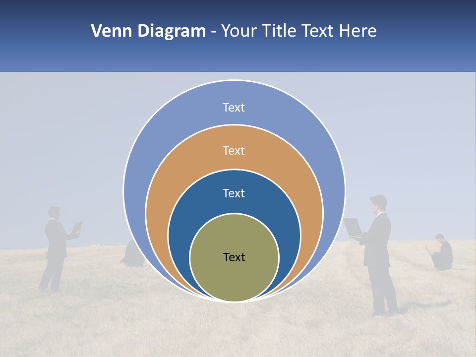 A Group Of People Standing In A Field With Laptops PowerPoint Template
