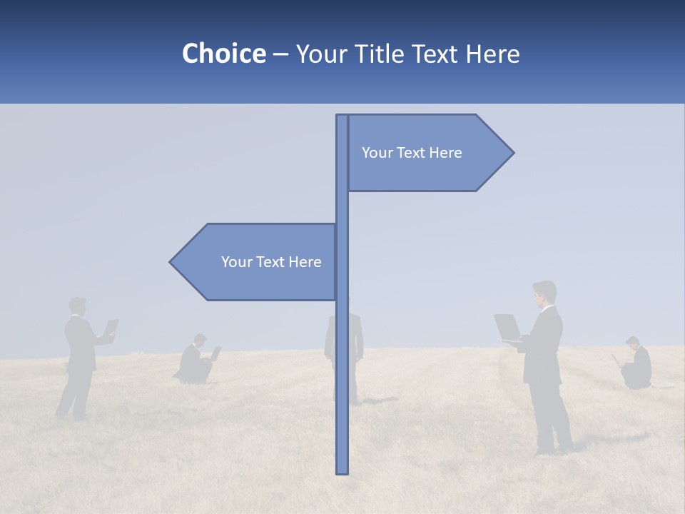 A Group Of People Standing In A Field With Laptops PowerPoint Template