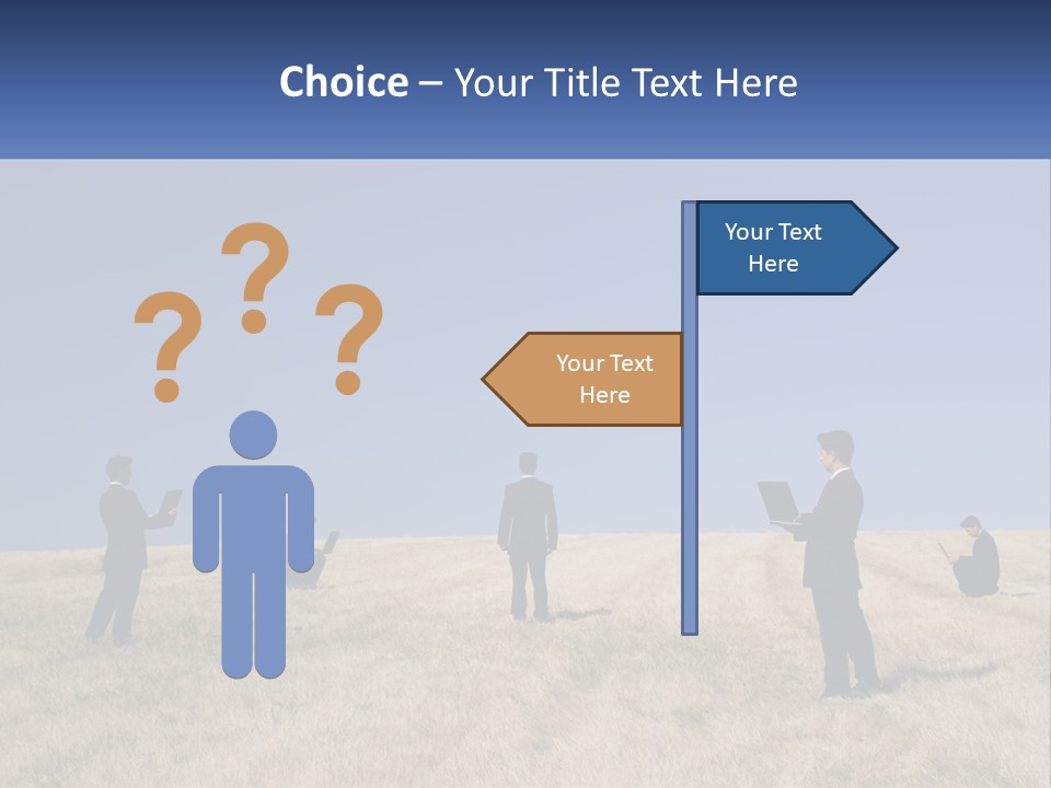 A Group Of People Standing In A Field With Laptops PowerPoint Template