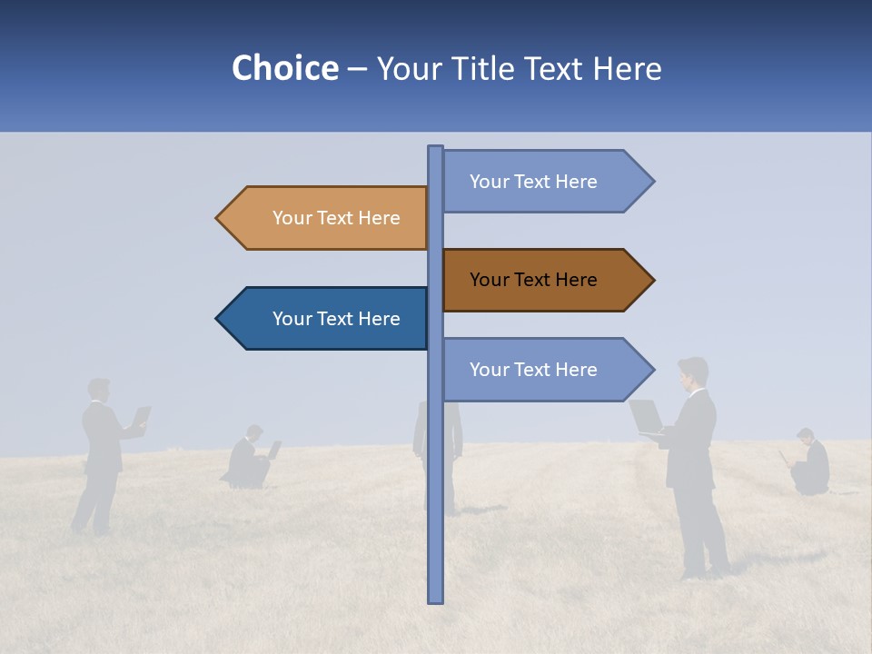 A Group Of People Standing In A Field With Laptops PowerPoint Template