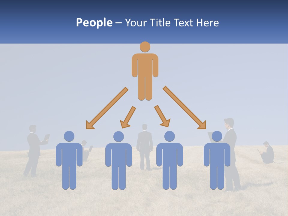 A Group Of People Standing In A Field With Laptops PowerPoint Template